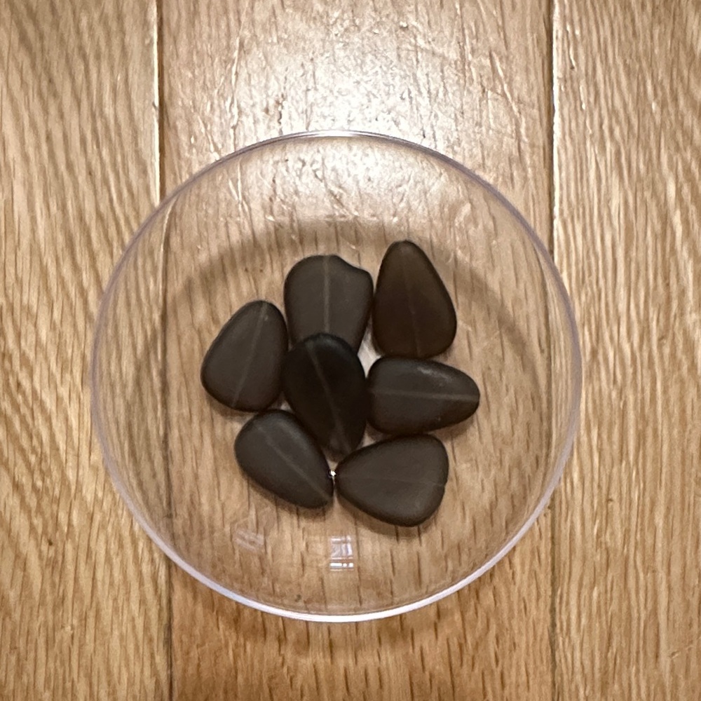 Brown sea glass style beads - qty 7